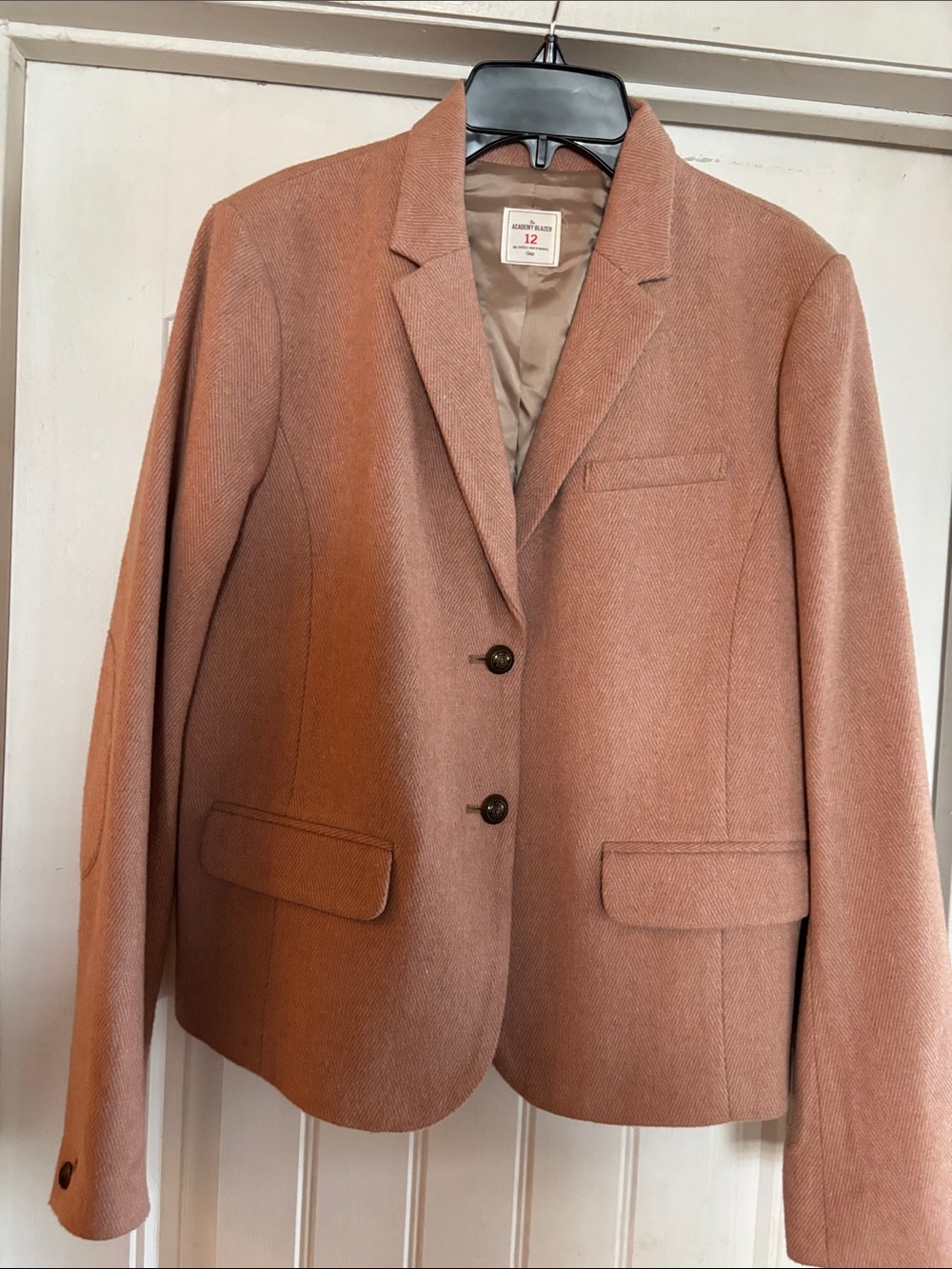 Classic Wool-Blend Peach Blazer - Size 12